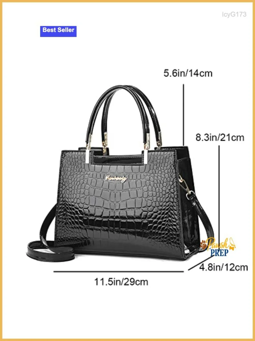Women Tote Bag Faux Leather Crocodile Pattern Satchel Purse Top Handle